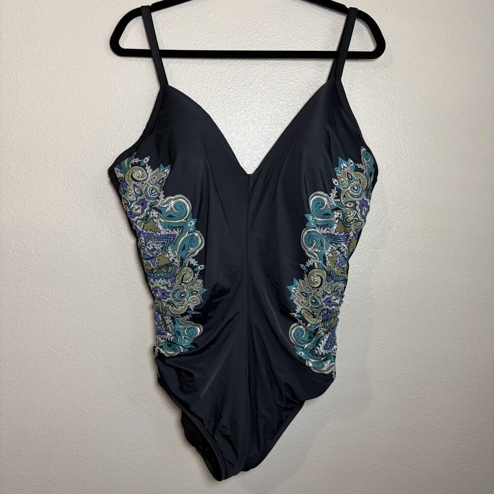 Miraclesuit One Piece Swimsuit Size 18DD Precioso Temptation Tummy Control Black